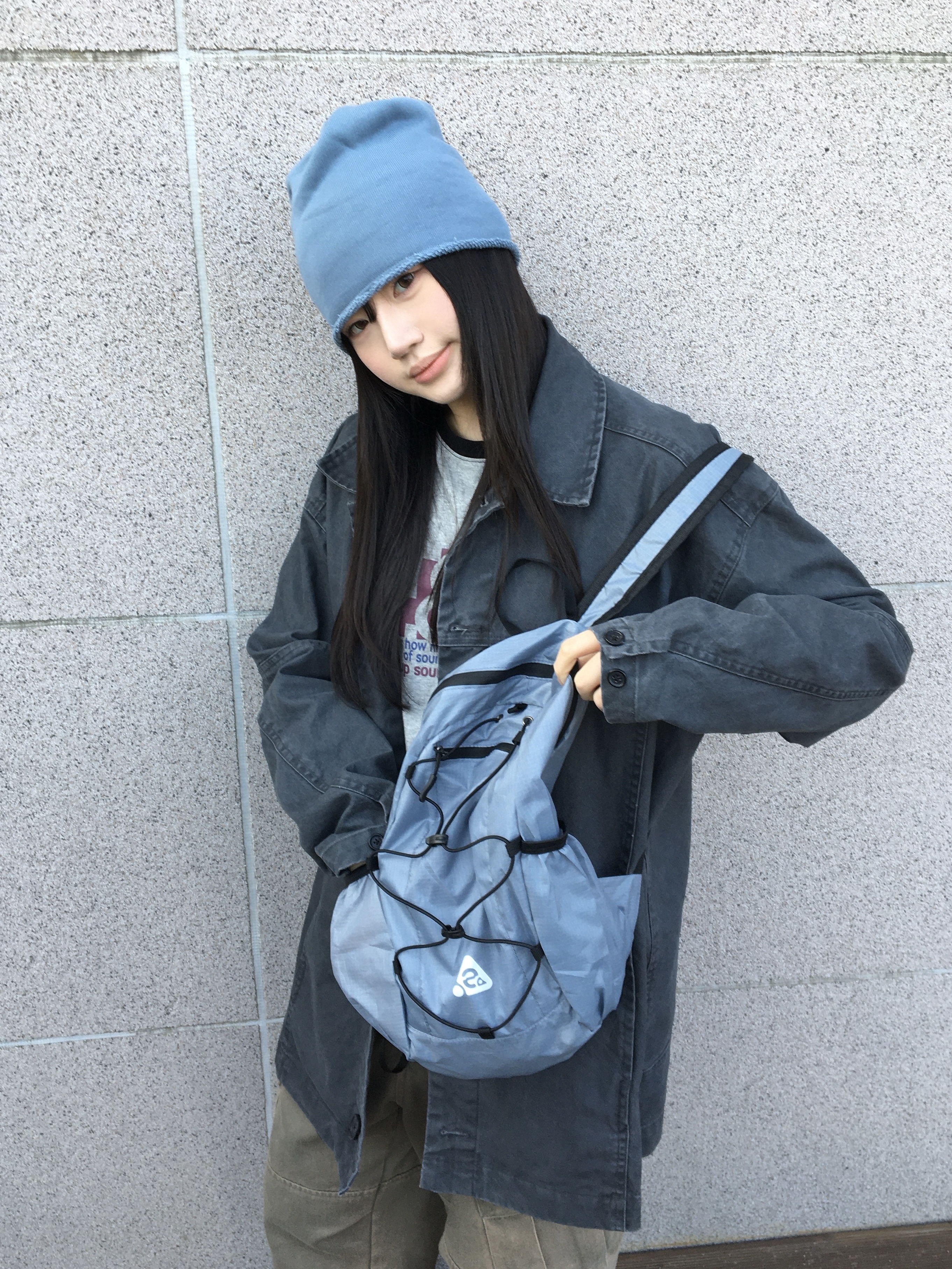 Heisan Ultra-light Compact Pocketbag V2 - Lightblue (M), Heisan Ultra-light Compact Pocketbag V2 - Light Blue (L) 착용 스타일