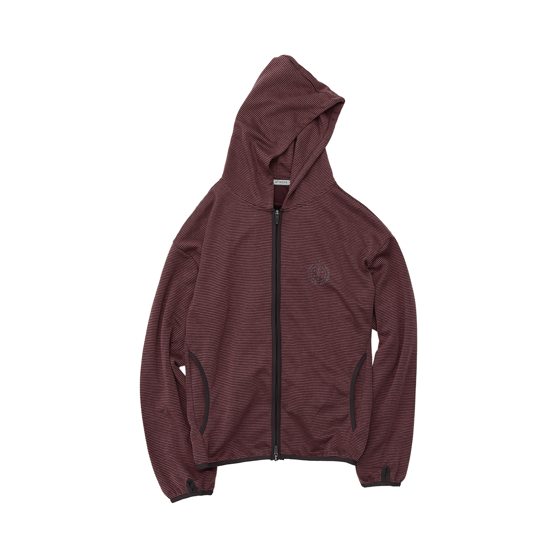 HM6PJU6041D0 Polyteru Human Index Human Striped Jersey Zip Hoodie Red