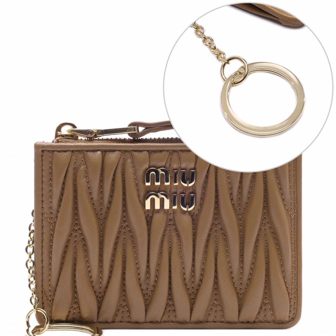 [25% 쿠폰] 미우 미우 마테라쎄 나파 레더 카드 홀더 카라멜([25% 쿠폰] Miu Miu Matelasse Nappa Leather Card Holder Caramel) - 2