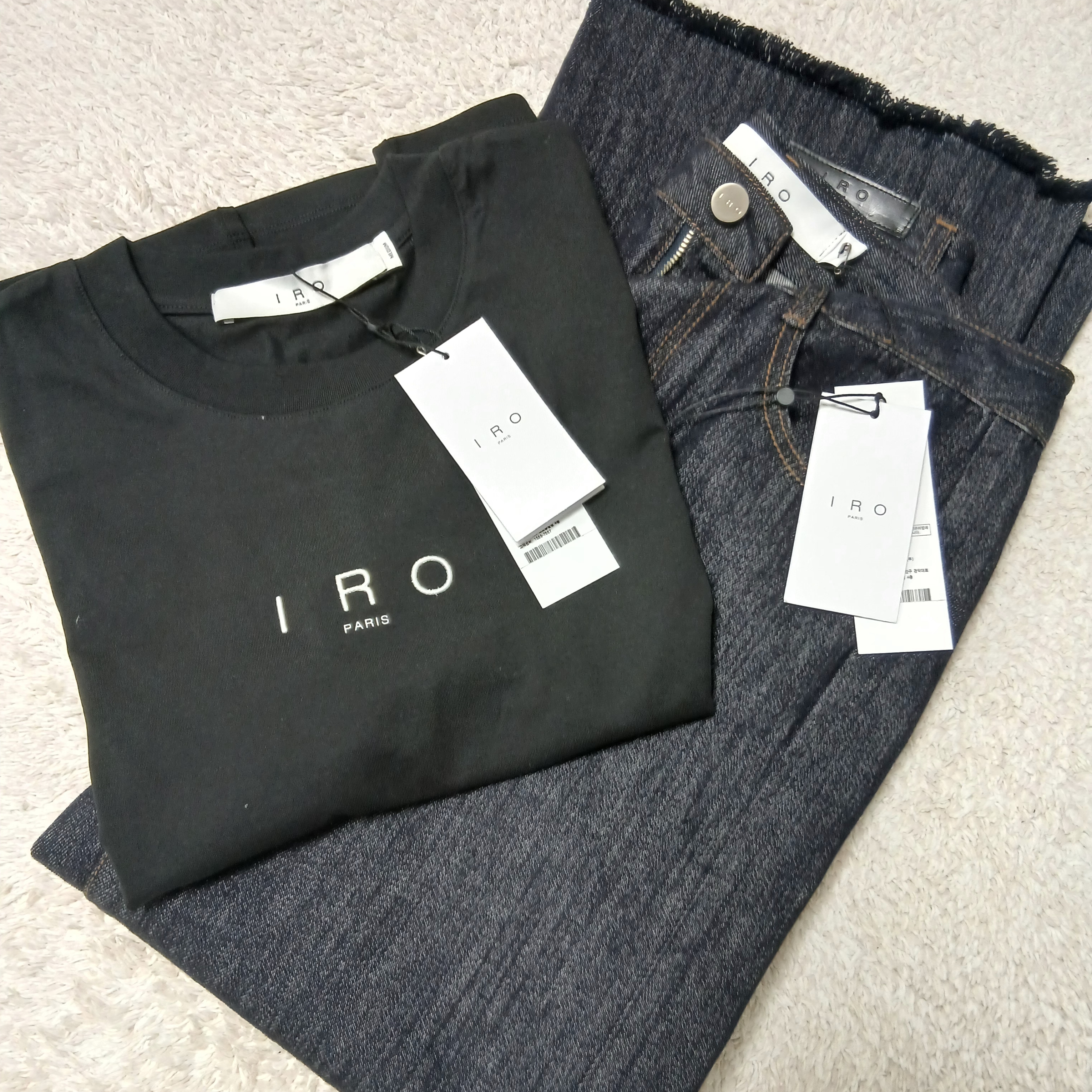Iro Banding Washed Denim Pants Blue, Iro Boots Cut Washed Denim Pants Blue 착용 스타일 - 5