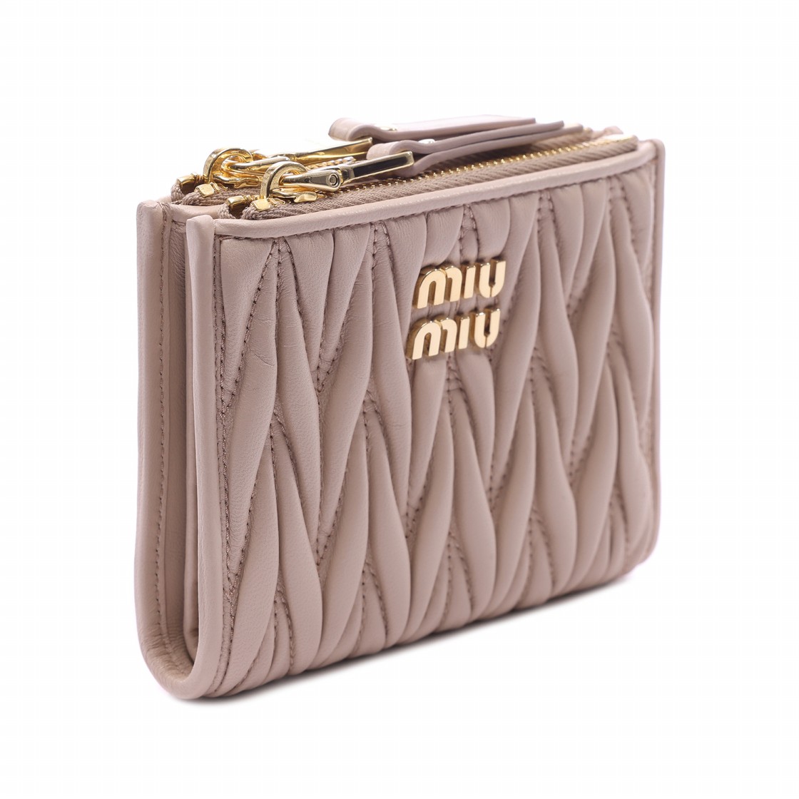 [25% 쿠폰] 미우 미우 스몰 마테라쎄 나파 레더 월렛 파우더 핑크([25% 쿠폰] Miu Miu Small Matelasse Nappa Leather Wallet Powder Pink) - 3