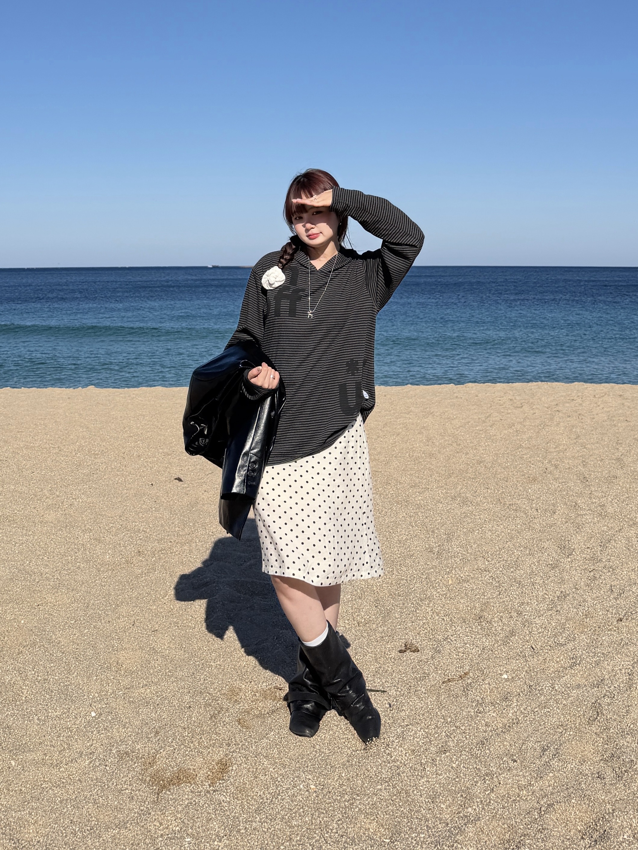 THIRSTY CLUB White Polka Dot Skirt 착용 스타일 - 2