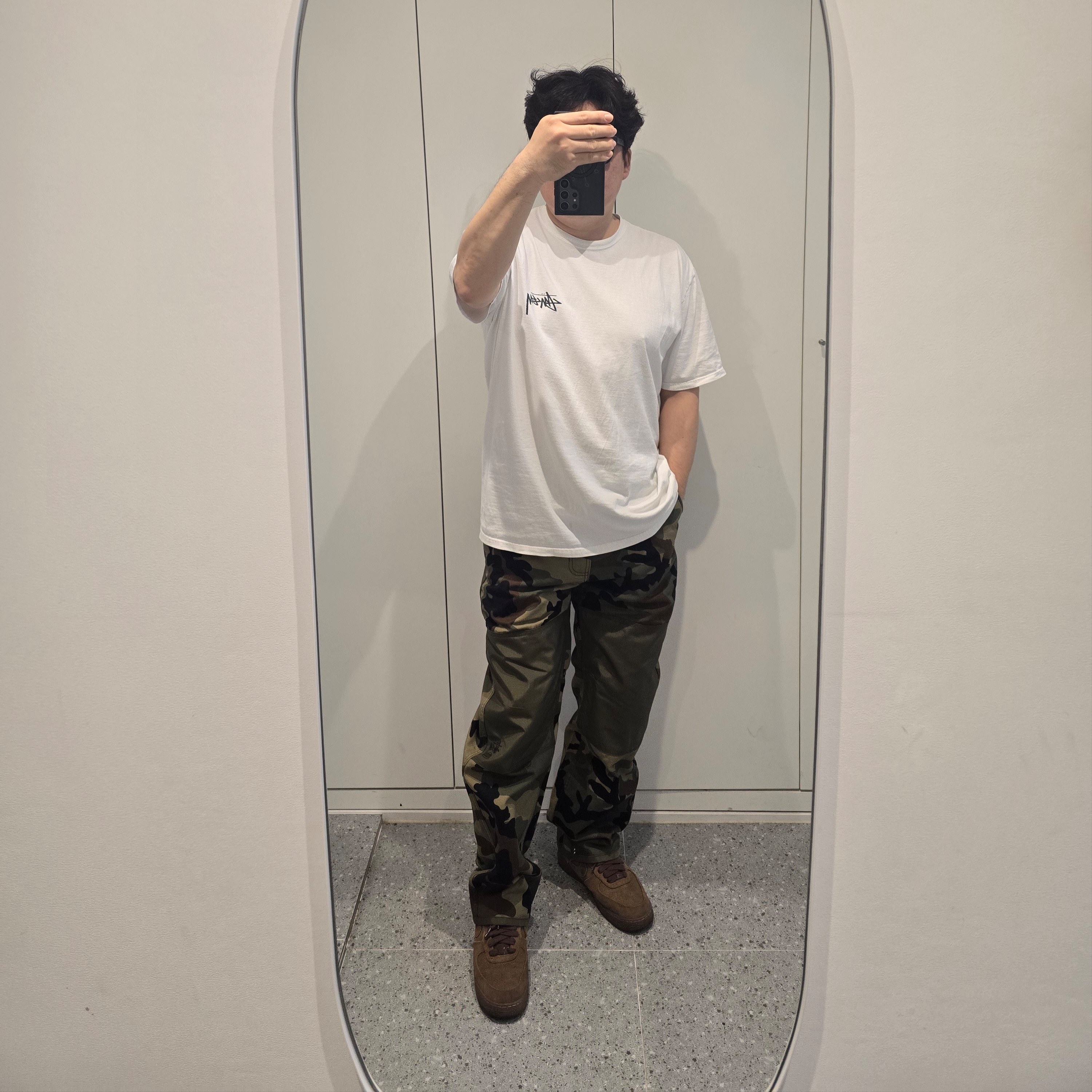 Stussy Utility Pants Woodland Camo 착용 스타일 - 2