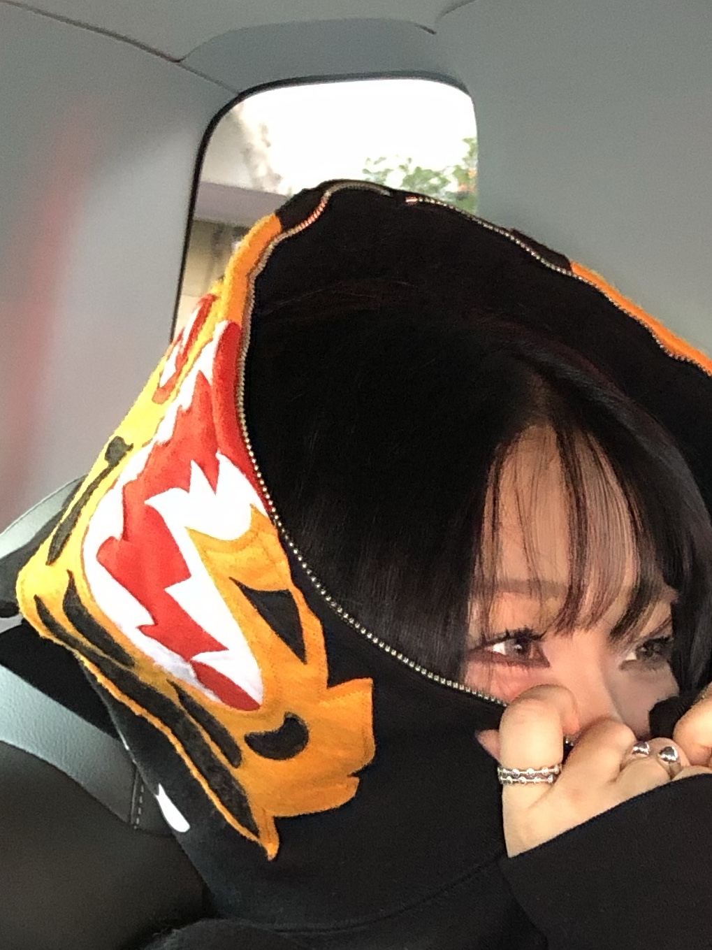 BAPE Tiger Full Zip Hoodie Black 착용 스타일 - 4