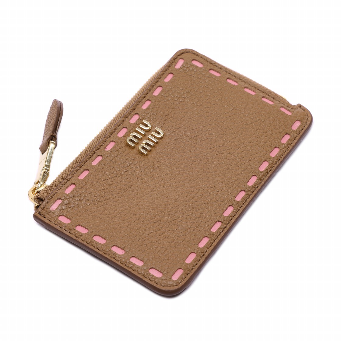 [25% 쿠폰] 미우 미우 마테라쎄 나파 레더 카드 홀더 카멜 핑크([25% 쿠폰] Miu Miu Matelasse Nappa Leather Card Holder Camel Pink) - 5