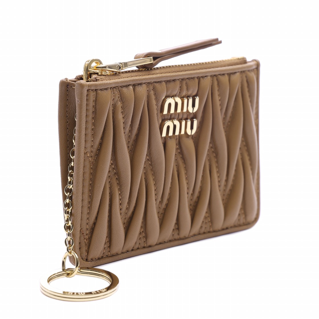 [25% 쿠폰] 미우 미우 마테라쎄 나파 레더 카드 홀더 카라멜([25% 쿠폰] Miu Miu Matelasse Nappa Leather Card Holder Caramel) - 3