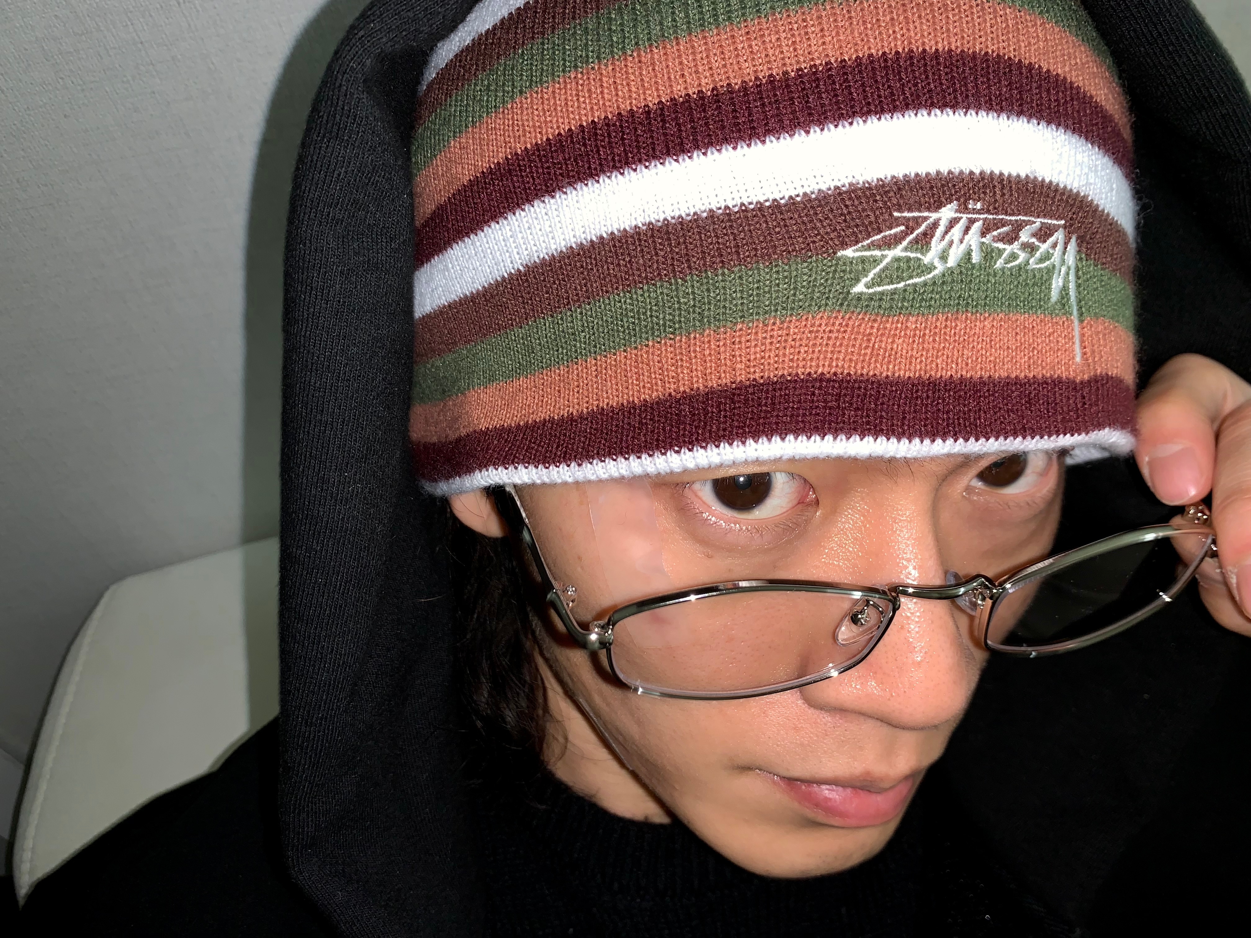 Stussy Skullcap Smooth Stock Striped Brown 착용 스타일 - 1