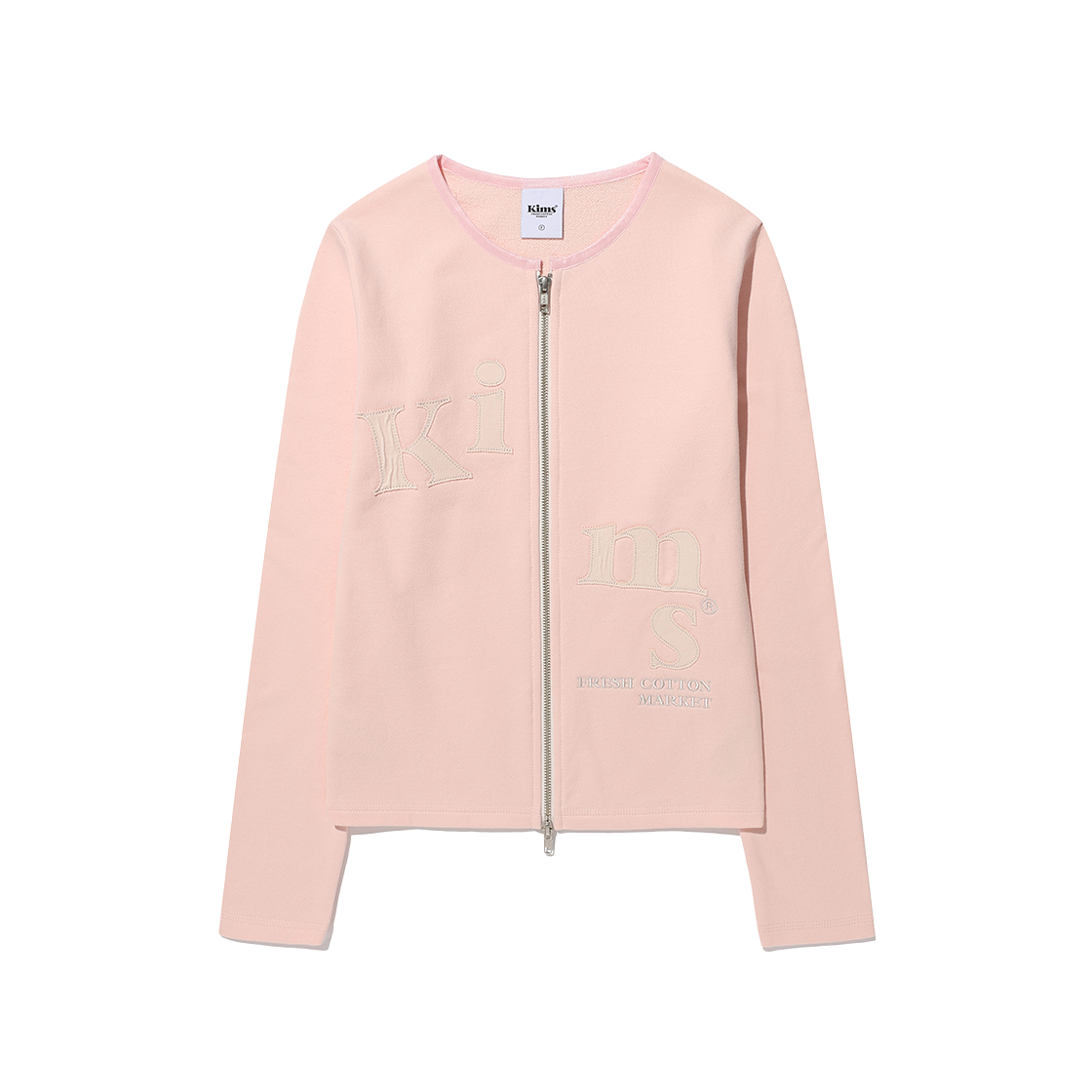 KIB6SFB961APK Kims Fresh Cotton Market Messy Alpha App Zip Cardigan Pink