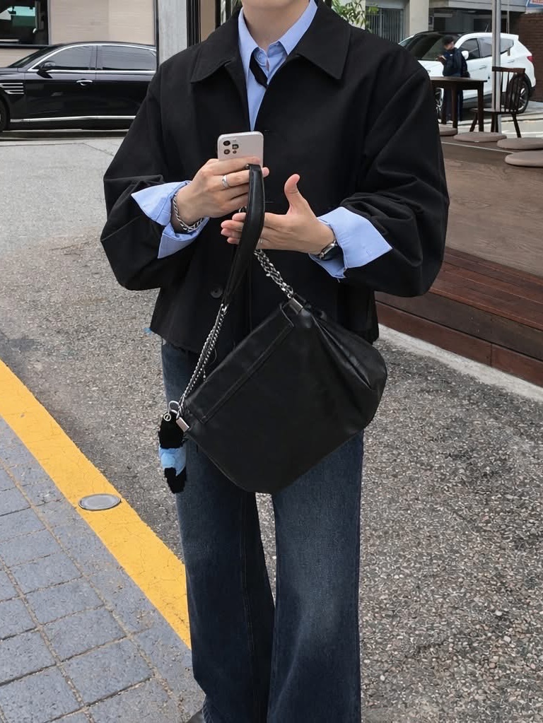 Diesel Dx1550040 Stainless Steel Chain Bracelet Silver, Zara Rock Style Flap Shoulder Bag Black 착용 스타일 - 5