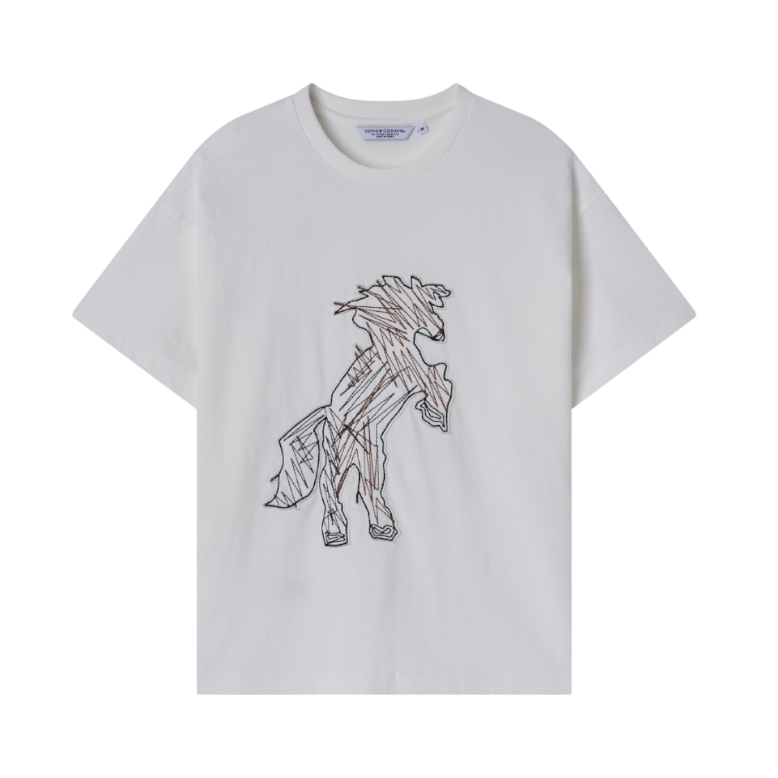 SS26TST010OW Hongwoosung Field Sketch Horse Tee Off White
