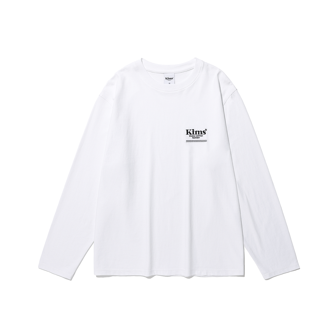 KIB6SMT552AWH Kims Fresh Cotton Market Mini Bam Line Logo LS Tee White