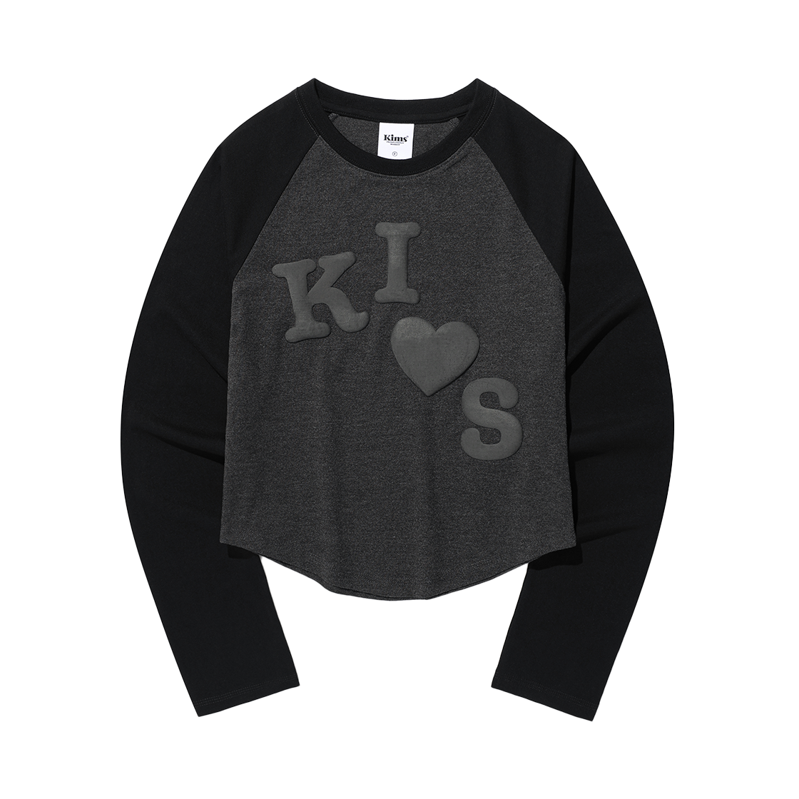 KIB6SFT555ABH Kims Fresh Cotton Market Messy Kiss Raglan LS Tee Black(Charcaol)