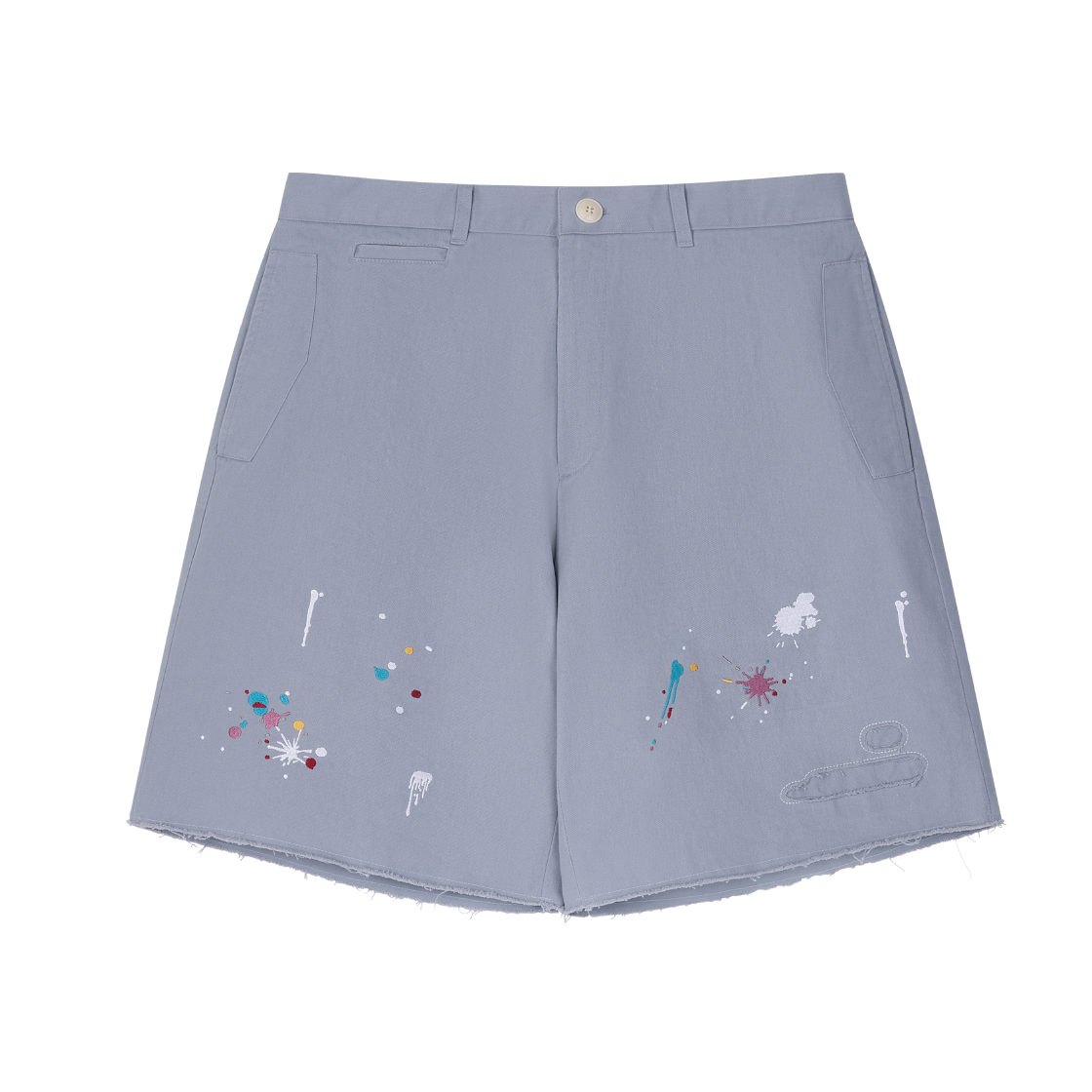 홍우성 워크드 페인트 리페어 쇼츠 스카이 블루(Hongwoosung Worked Paint Repair Shorts Sky Blue)