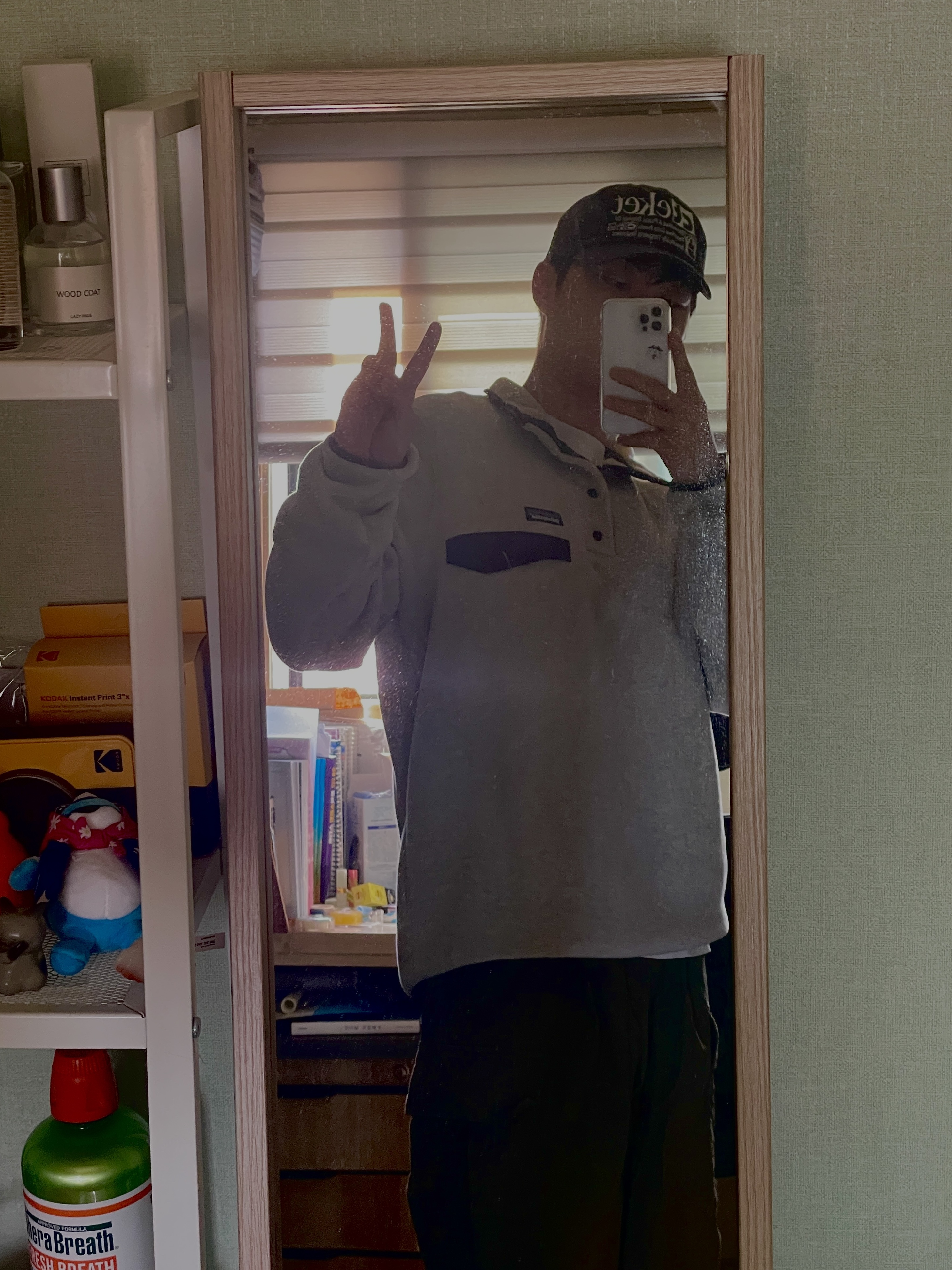 Patagonia Lightweight Synchilla Snap-T Fleece Pullover Oatmeal Heather/Smolder Blue/New Navy 착용 스타일