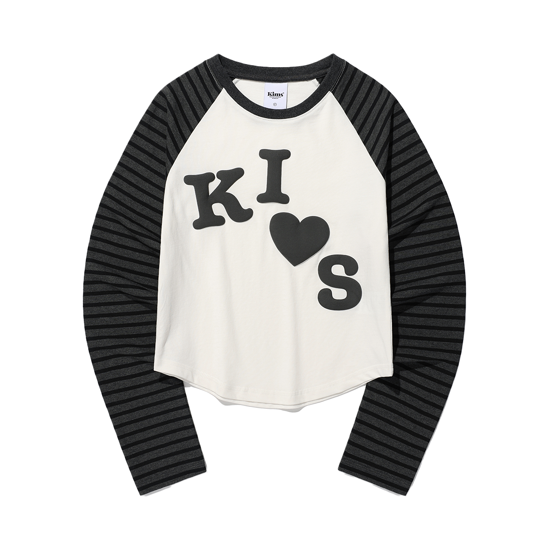 KIB6SFT555ACW Kims Fresh Cotton Market Messy Kiss Raglan LS Tee Charcoal(White)