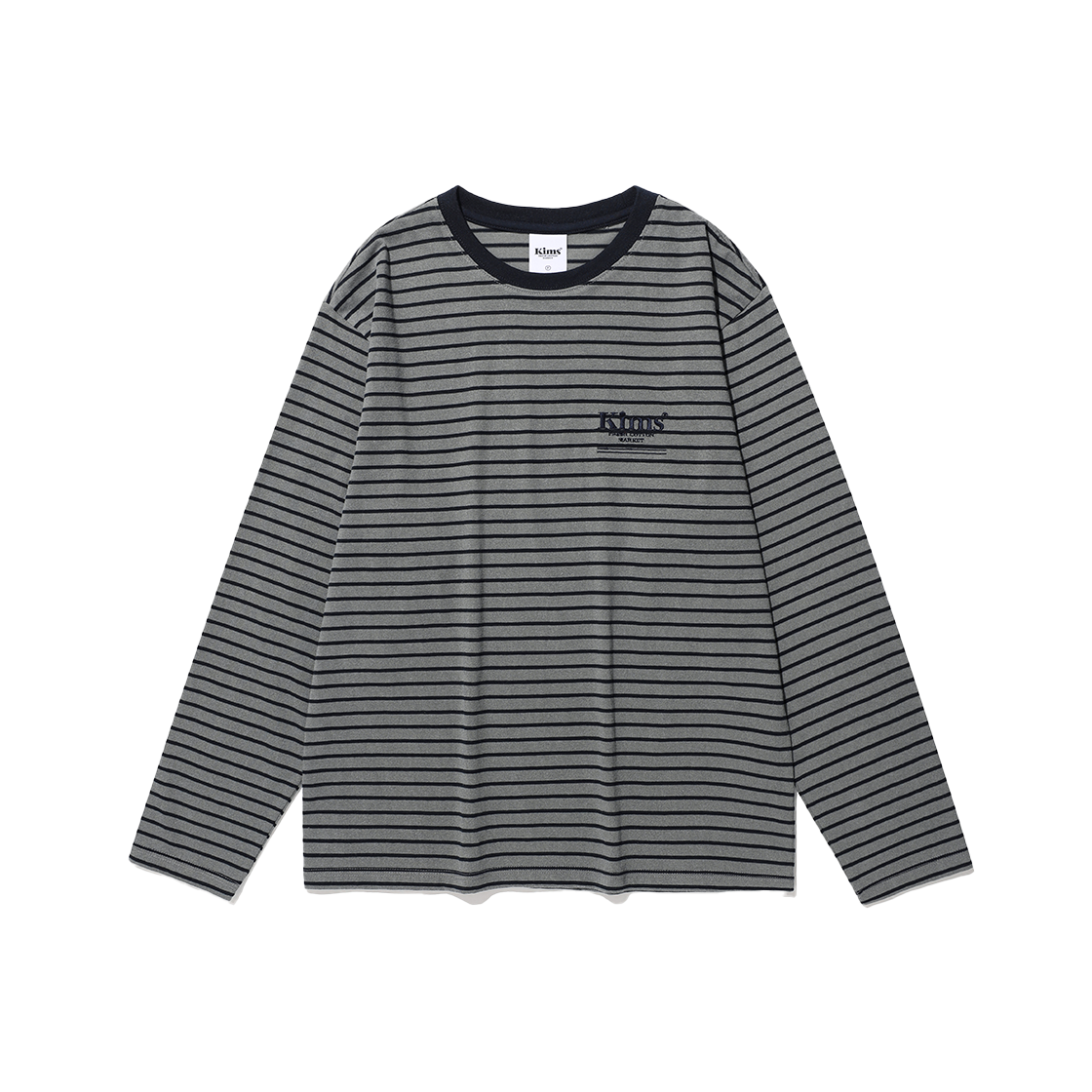 KIB6SMT553ACH Kims Fresh Cotton Market Mini Bam Line Stripe LS Tee Charcoal