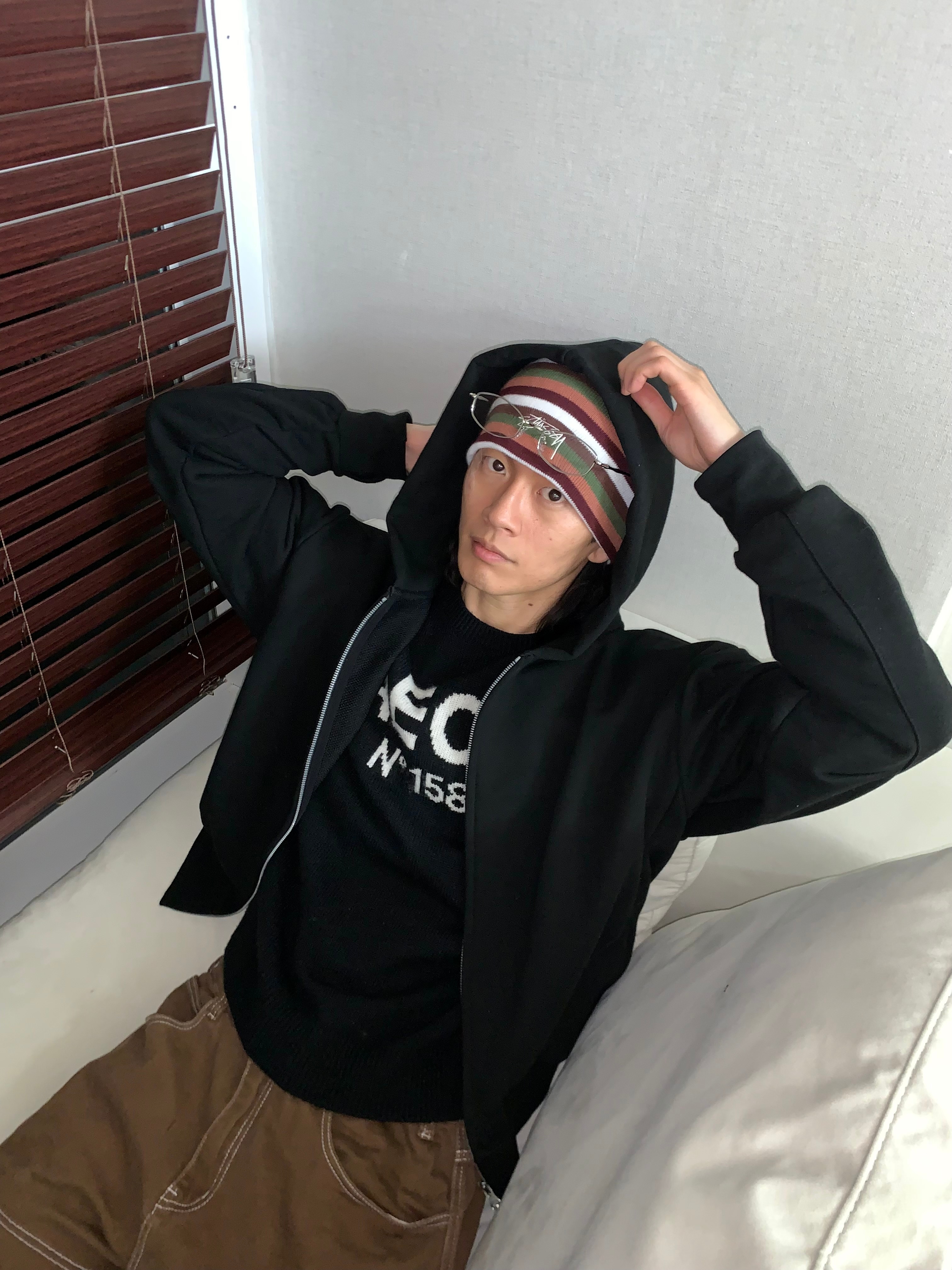 Stussy Skullcap Smooth Stock Striped Brown 착용 스타일 - 2