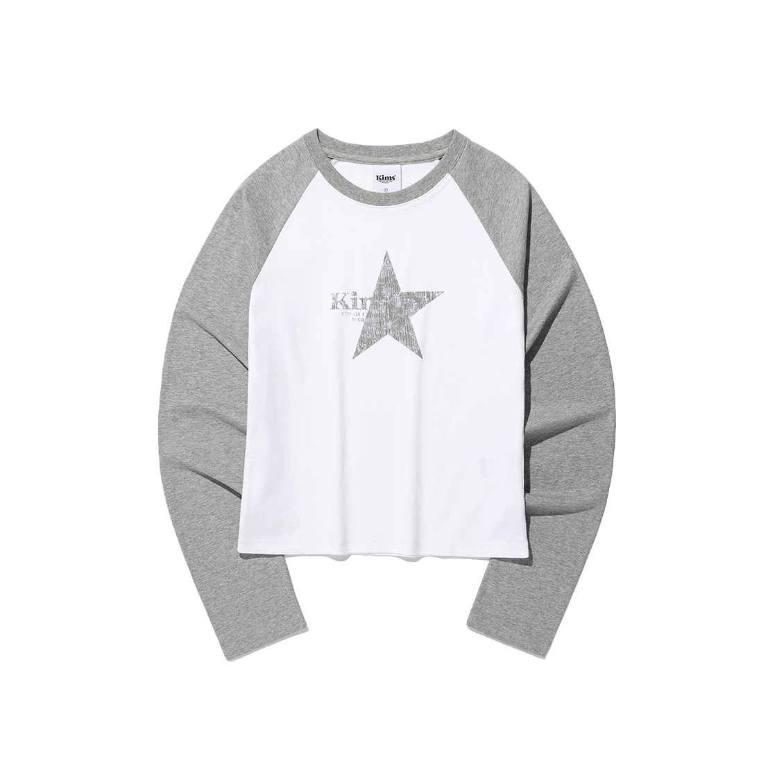 KIB6SFT554AGW Kims Fresh Cotton Market Bam Star Raglan LS Tee Grey(White)
