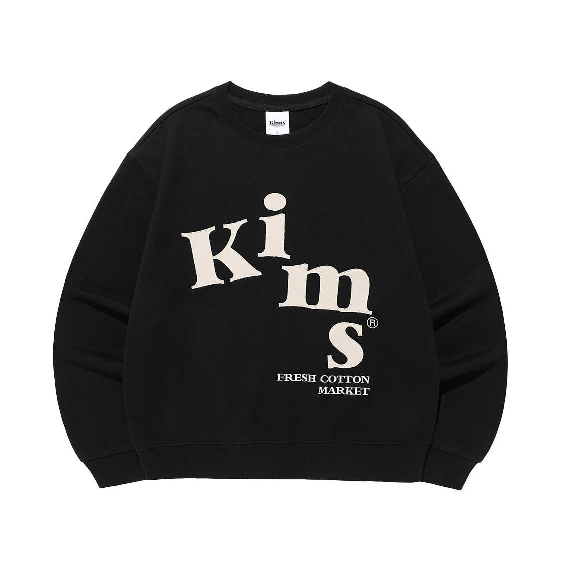 KIB6SFM449ABK Kims Fresh Cotton Market Messy Alpha App Sweatshirt Black