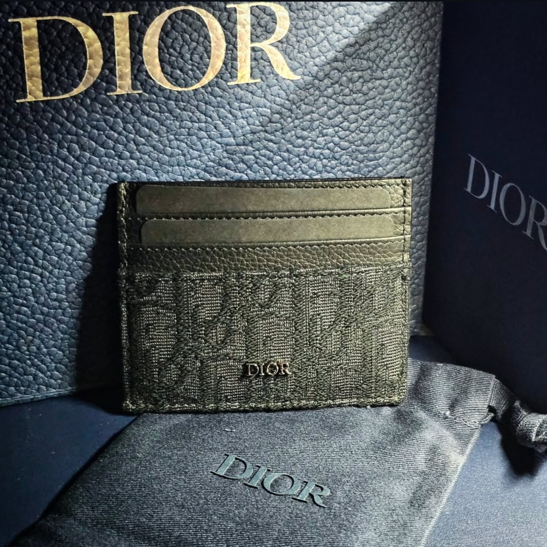 Dior Card Holder Black Dior Oblique Jacquard 착용 스타일 - 2
