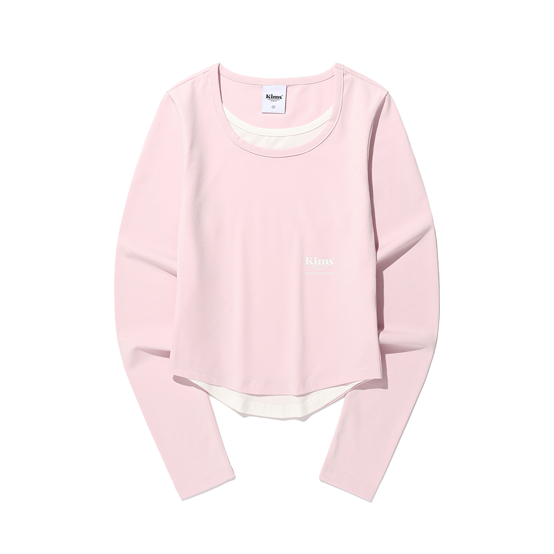 KIB6SFT557APK Kims Fresh Cotton Market Neck Layered LS Tee Pink