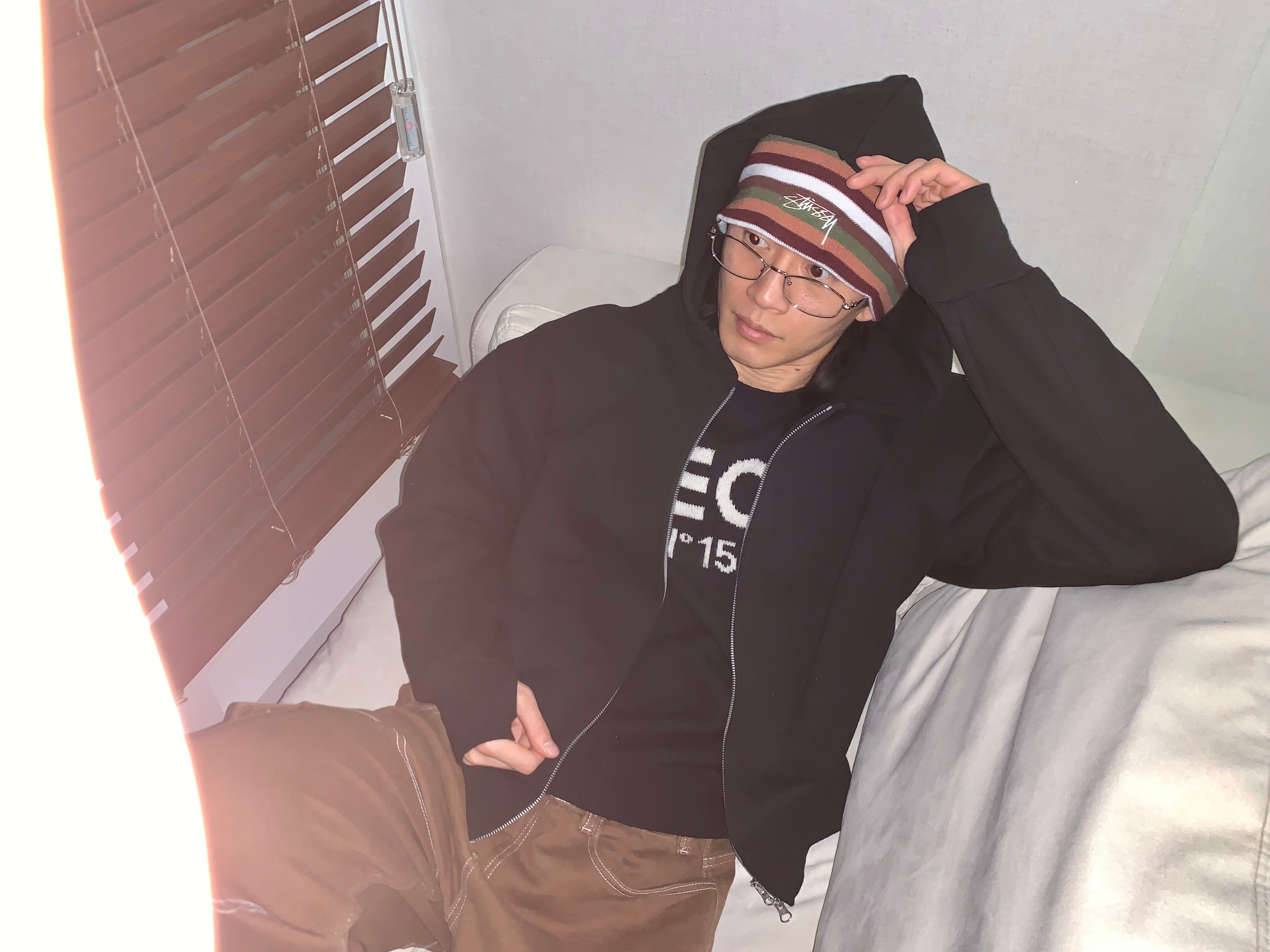 Stussy Skullcap Smooth Stock Striped Brown 착용 스타일 - 2