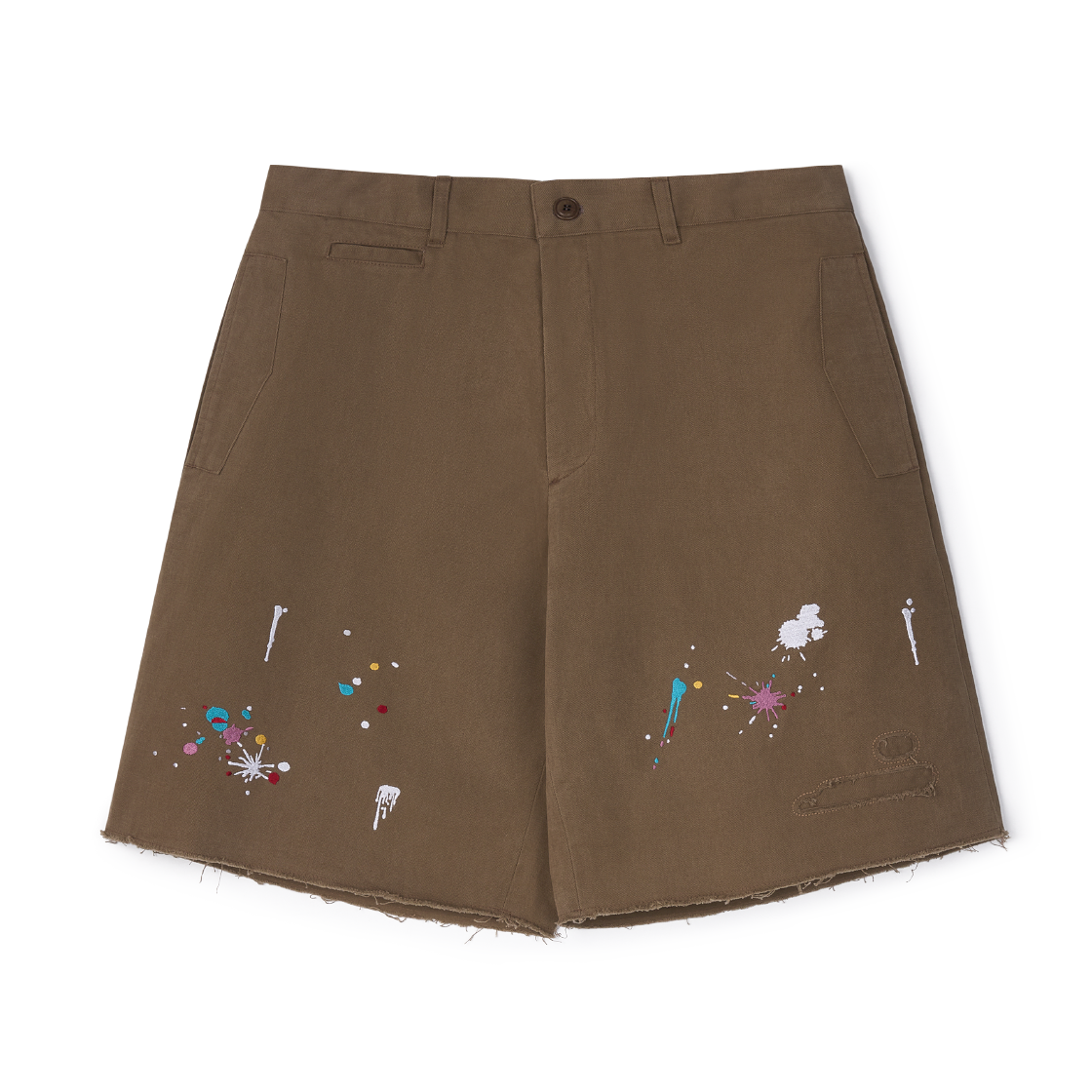 홍우성 워크드 페인트 리페어 쇼츠 브라운(Hongwoosung Worked Paint Repair Shorts Brown)