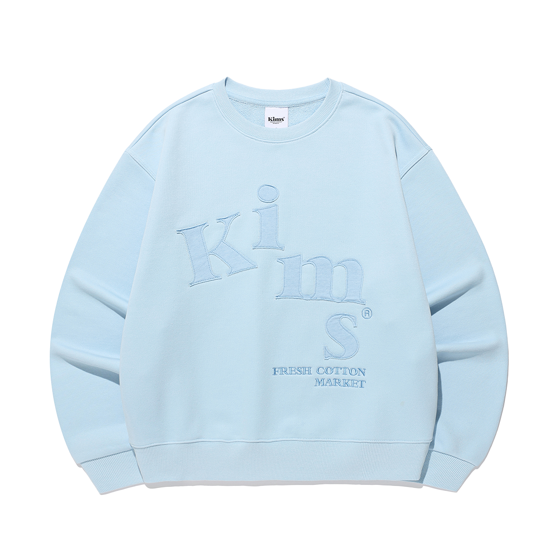 KIB6SFM449ABL Kims Fresh Cotton Market Messy Alpha App Sweatshirt Blue
