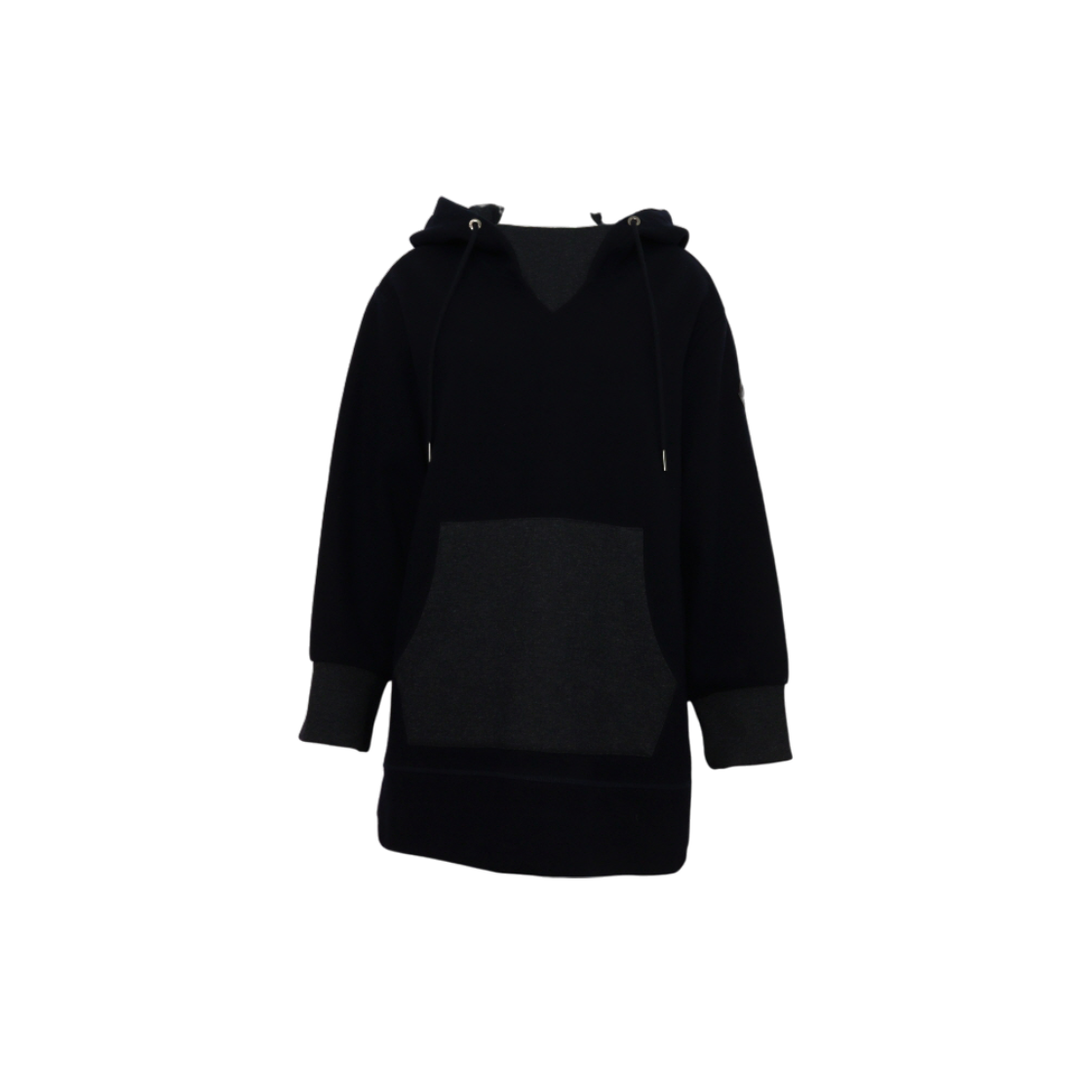 IT6WWBWBMGCA Moncler 8021601 Dark Navy Wool-Cotton Maglia Black Logo Hoodie for Women