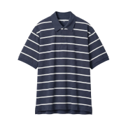 Uniqlo x JW Anderson Dry Pique Striped Polo Wide Shirt Navy