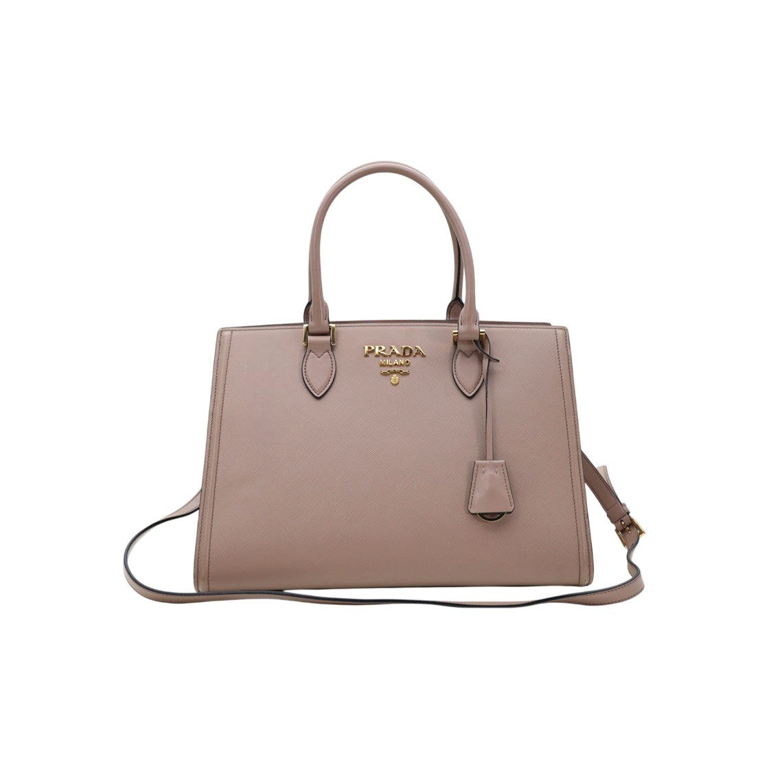 ITCWUE8R2MEG Prada Beige Saffiano Lux Gold Logo Tote Bag