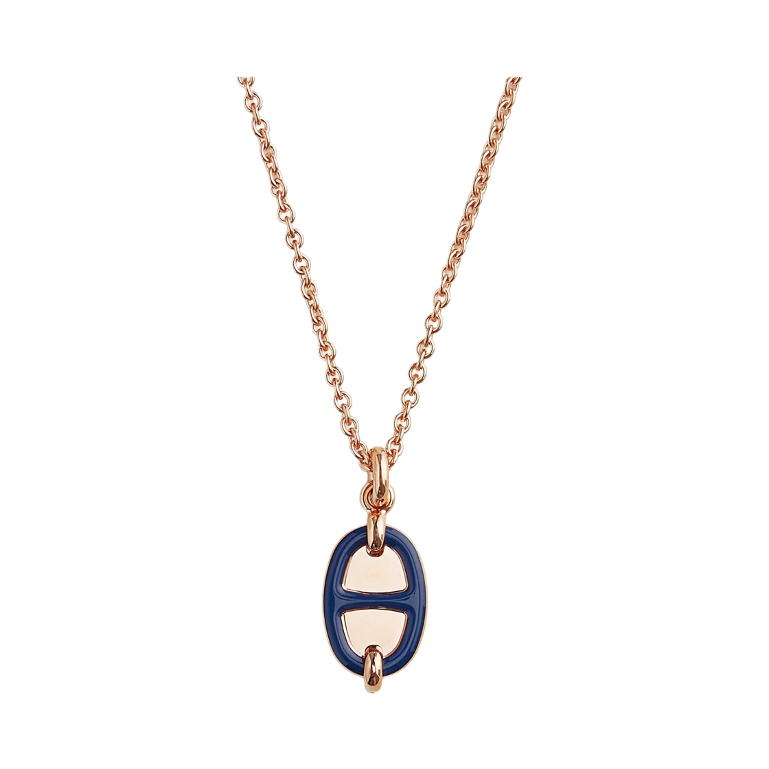 (W) 에르메스 미니 마이옹 펜던트 스몰 모델 & 로즈 골드 하드웨어 블루 사피흐((W) Hermes Mini Maillon Pendant Small Model & Rose Gold Bleu Saphir) - 1