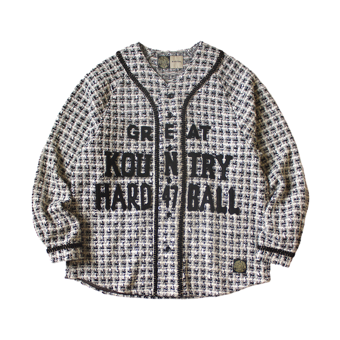 캐피탈 팬시 트위드 그레이트 컨트리 베이스볼 롱슬리브 셔츠 화이트