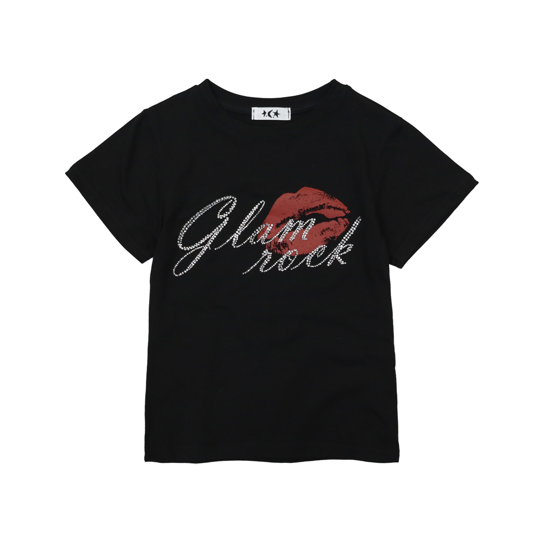 디파이클럽로버스 글램 락 핫픽스 반팔 크롭 티셔츠 블랙(DEFYCLUBROBBERS Glam Rock Hot-Fix Crop Tshirts Black)