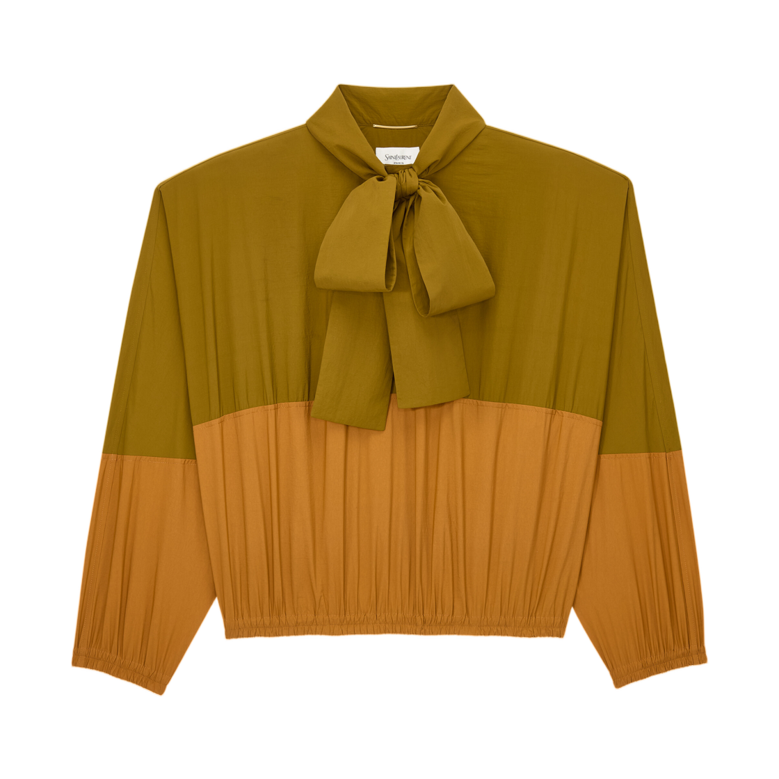 856268-Y6J18-3518 (W) Saint Laurent Windbreaker in Nylon Faille Vert Militaire