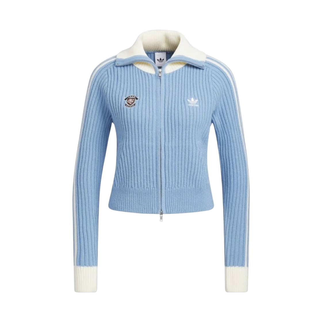 (W) 아디다스 오리지널스 팀 아디다스 풀집 스웨터 애쉬 블루 크림 화이트 - KR 사이즈((W) Adidas Originals Team Adidas Full-Zip Sweater Ash Blue Cream White - KR Sizing) - 1