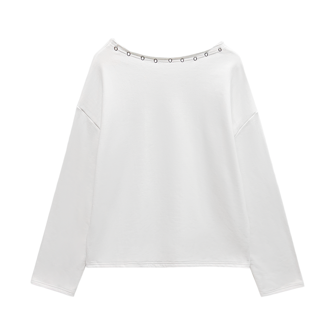 랜 아카이브 0109 크로스 아일렛 넥 롱슬리브 - 화이트(LAN ARCHIVE 0109 Cross Eyelet Neck Long Sleeve - White) - 2