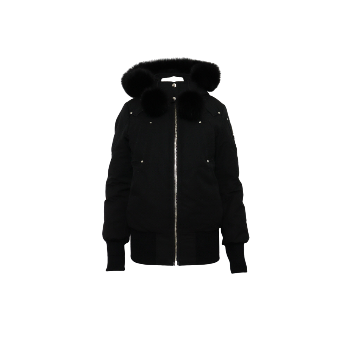 ITE5ATMLO7L5 Moose Knuckles Ballistic Bomber Black Fur Women's Padded Jacket