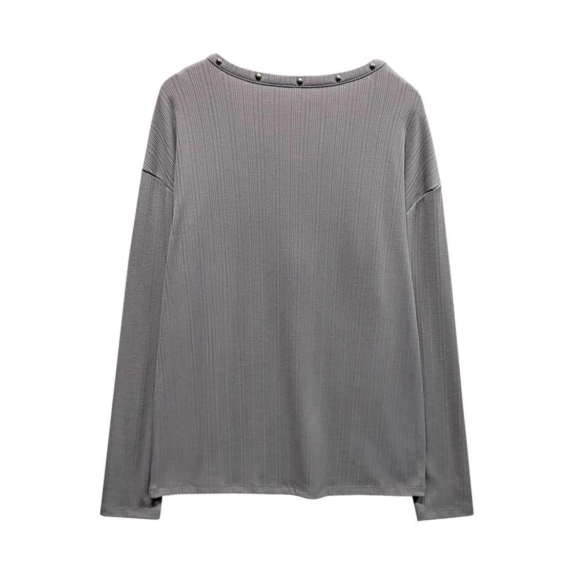 랜 아카이브 0108 리벳 헨리넥 지퍼 롱슬리브 - 그레이(LAN ARCHIVE 0108 Rivet Henleyneck Zipper Long Sleeve - Gray) - 2