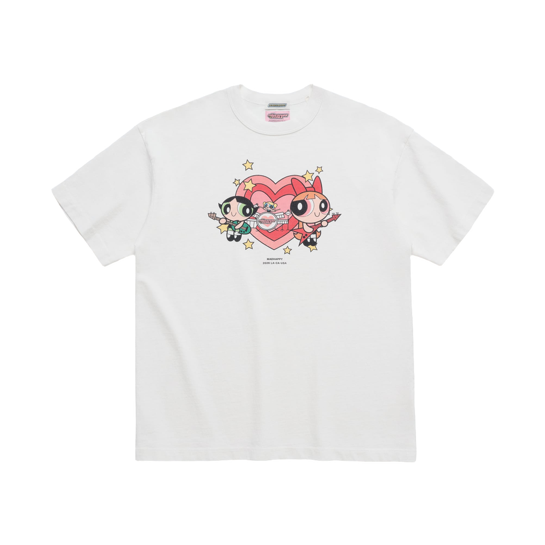 매드해피 x 파워퍼프걸 밴드 헤비웨이트 티셔츠 화이트(Madhappy x The Powerpuff Girls Band Heavyweight T-Shirt White)