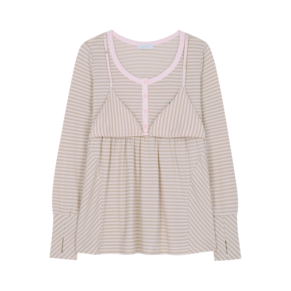 오호스 레이어드 브라 플레어 탑 핑크(OJOS Layered Bra Flare Top / Pink)