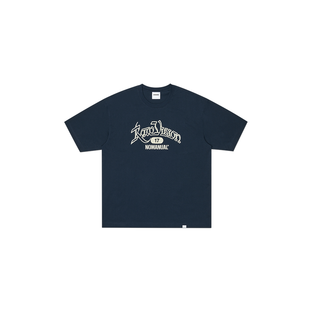 노매뉴얼 로우 체인 스티치 티셔츠 다크 네이비(NOMANUAL Raw Chain Stitched T-shirt Dark Navy) - 1