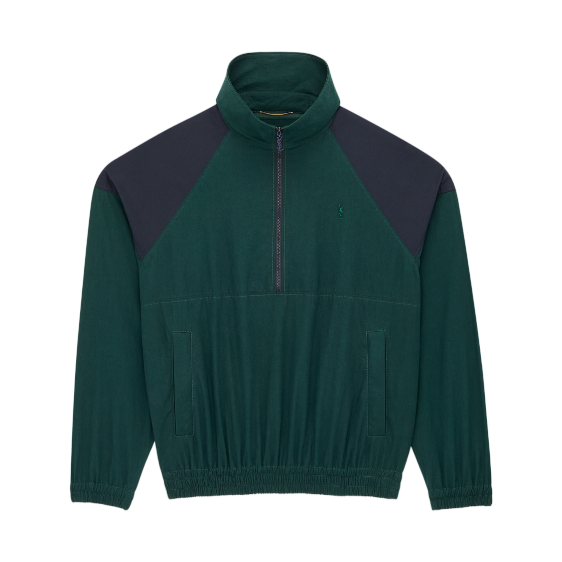 851250-Y6J98-3020 (W) Saint Laurent Cassandre Half-Zip Jacket in Cotton Vert
