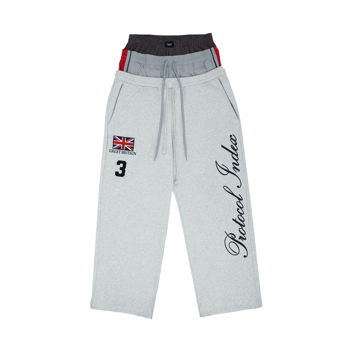 프로토콜 인덱스 3 레이어드 스웨트팬츠 오트밀 멜란지(Protocol Index 3 Layered Sweatpants Oatmeal Melange)