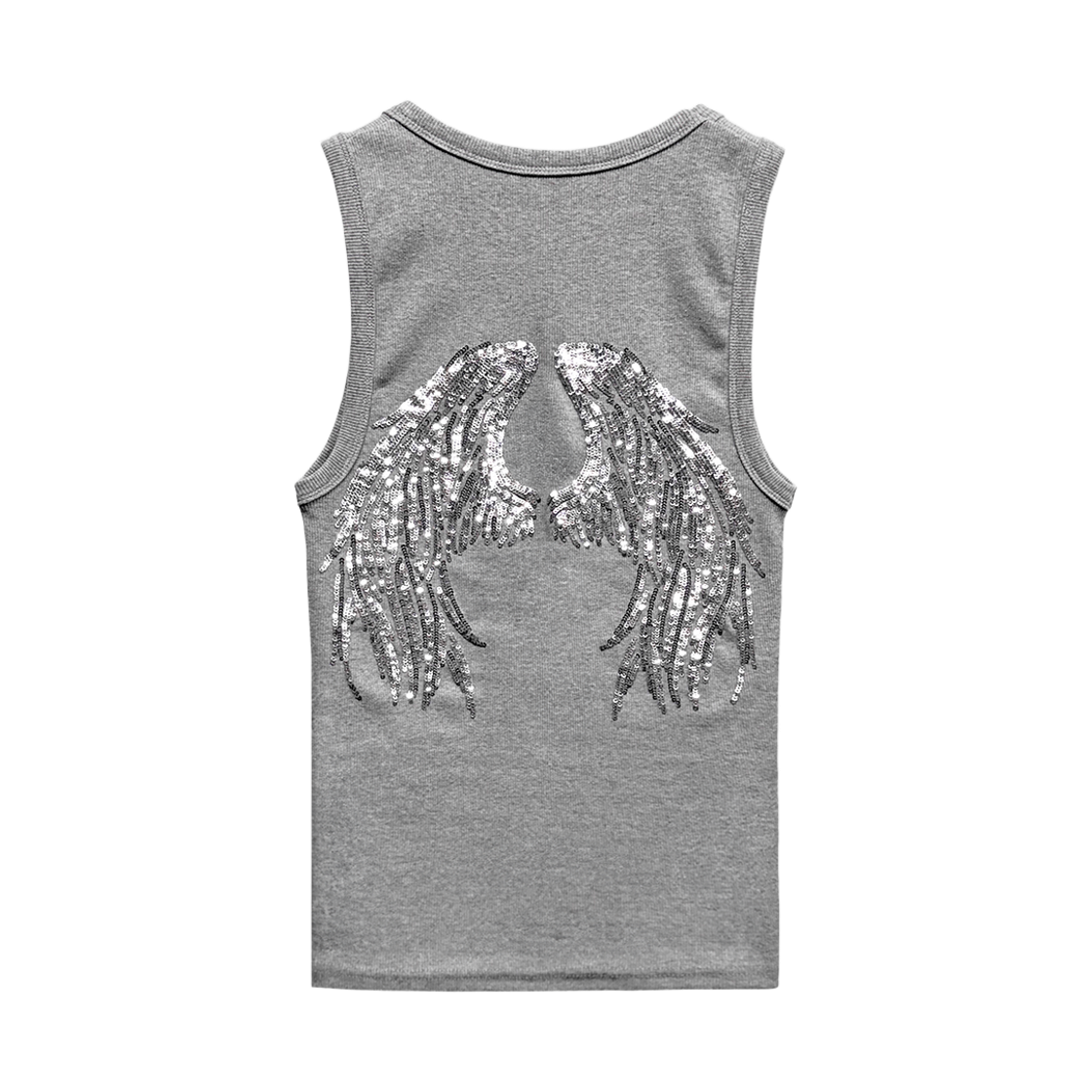 랜 아카이브 0100 엔젤 윙 스팽글 슬리브리스 - 그레이(LAN ARCHIVE 0100 Angel Wing Sequin Sleeveless - Gray)