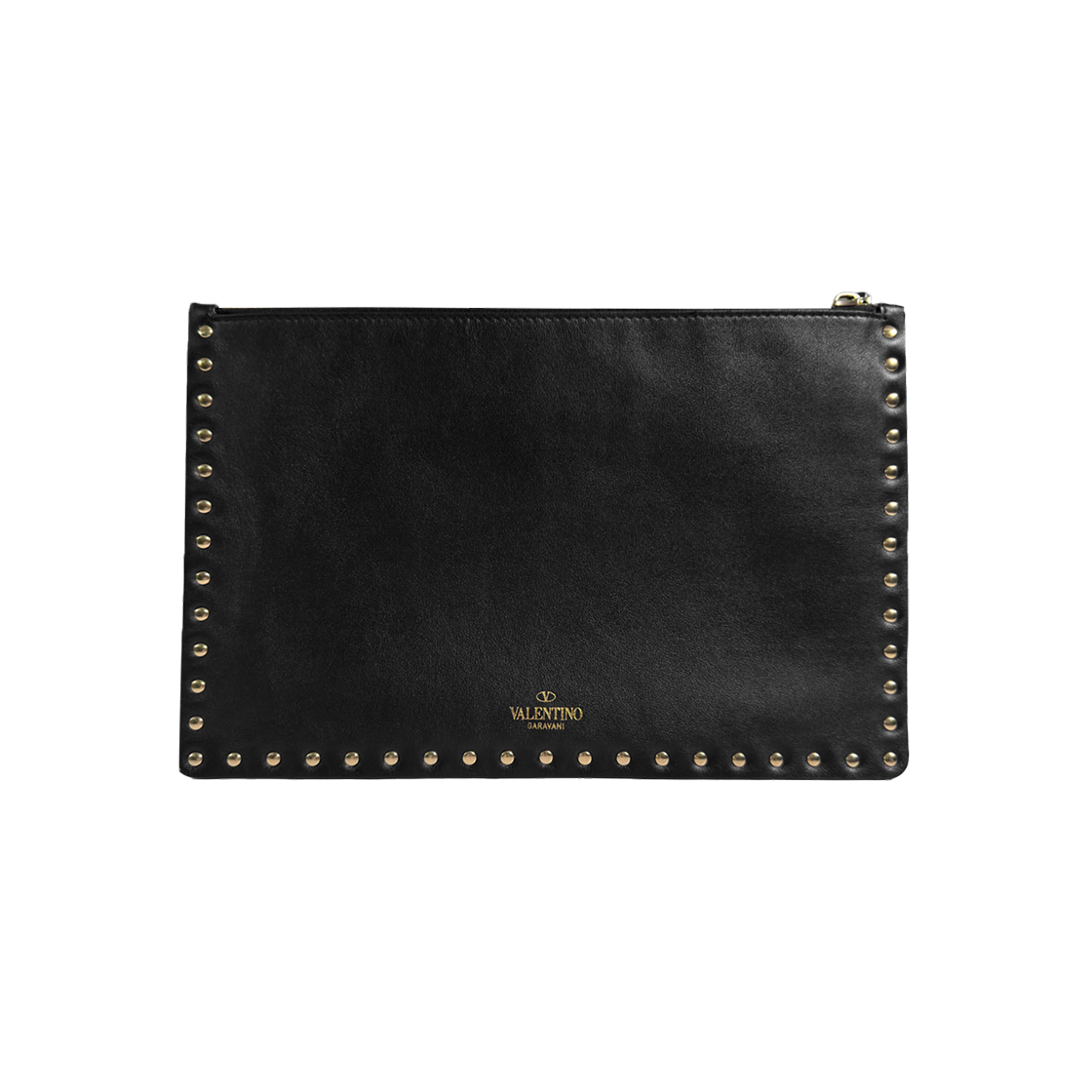 IT3GF7D83POG Valentino Women's Rockstud Leather Clutch Bag - Black Medium