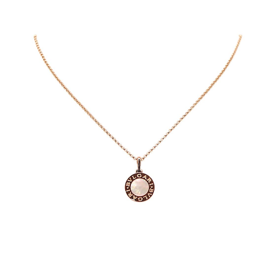 IT8JP3IE2L2D Bulgari Mother of Pearl Necklace in Pink Gold 350553
