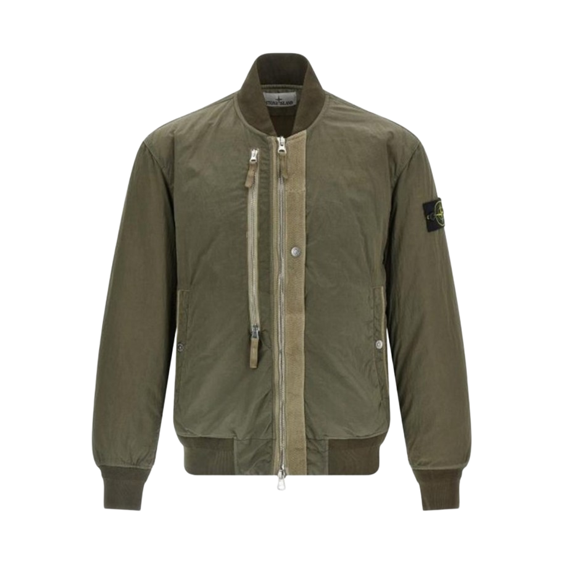 K2S1541000-38S0019-V0054 Stone Island 4100038 Nylon Metal In Econyl Bomber Jacket with Anti-Drop and Zip Pockets Military Green - 25FW