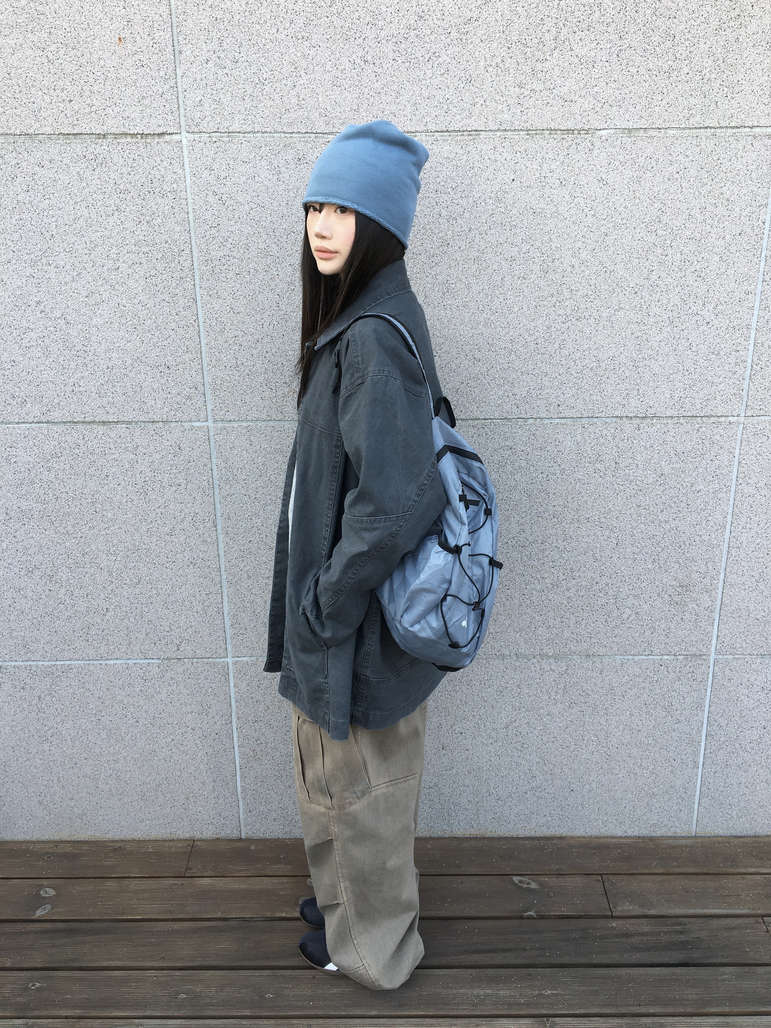 Hatchingroom Mil Pants Washed Olive, Heisan Ultra-light Compact Pocketbag V2 - Lightblue (M) 착용 스타일 - 2