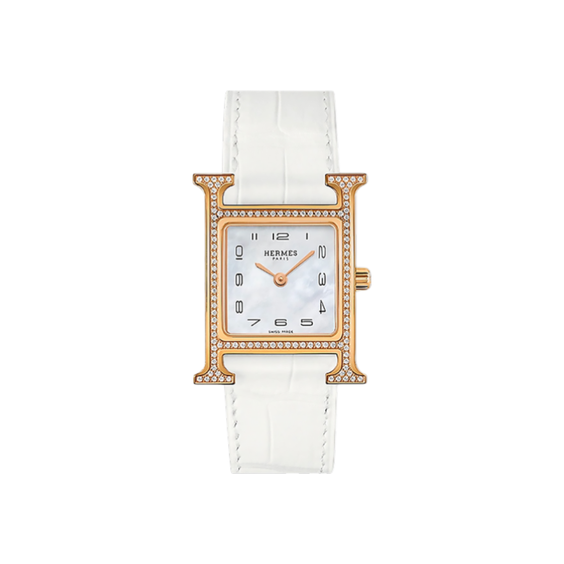 ITW4S7VKPTFP Hermes H-Our Bezel Diamond Rose Gold Matte Blanc U Engraving